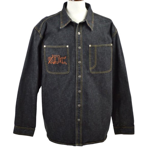 SNOOP DOGG Jeans Jacket Size 2XL Black Wash Denim Embroidered SDC Doggystyle - Picture 1 of 8